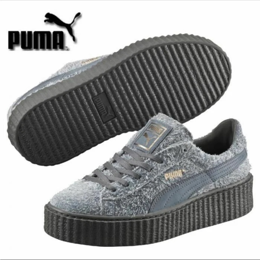 Puma Sz 6 Fuzzy Suede Rubber Sole Platform Sneaker Elemental Gray